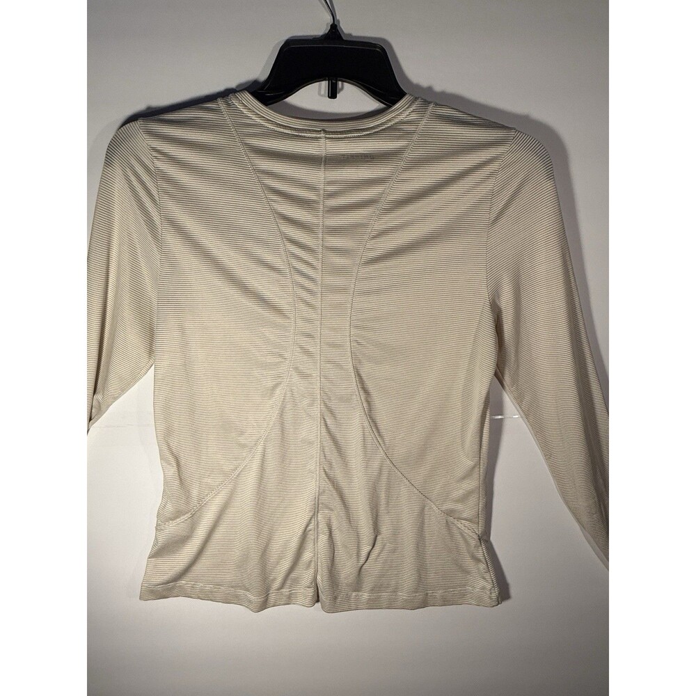 Nike Dri-FIT Women's Long Sleeve Striped Crew Neck Running Top Beige S - Picture 4 of 4